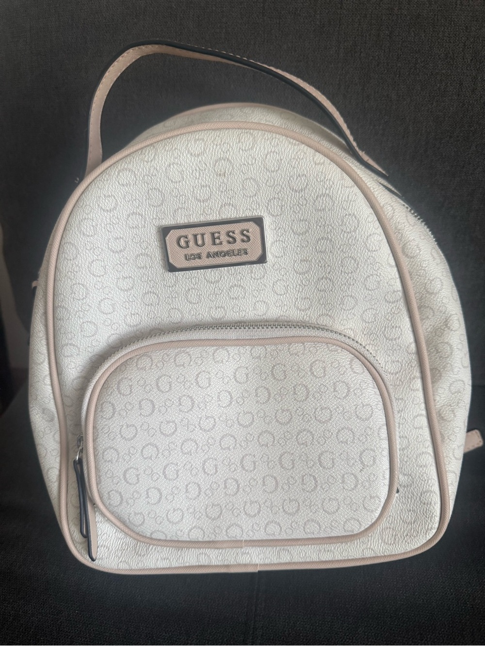 GUESS Cream Logo Mini Backpack with Blush Trim